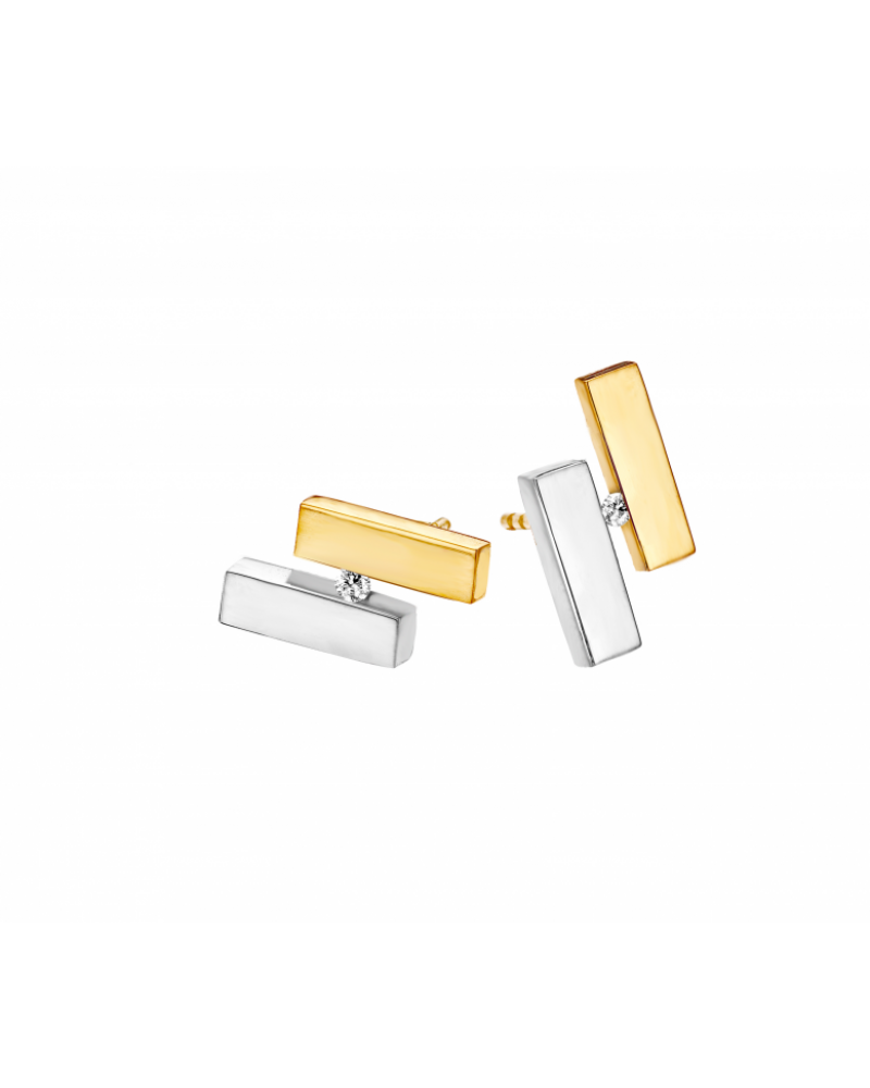 |Fjory Oorsteker verspr 3mm/vierkant/0.04crt/bicolor - 14537
