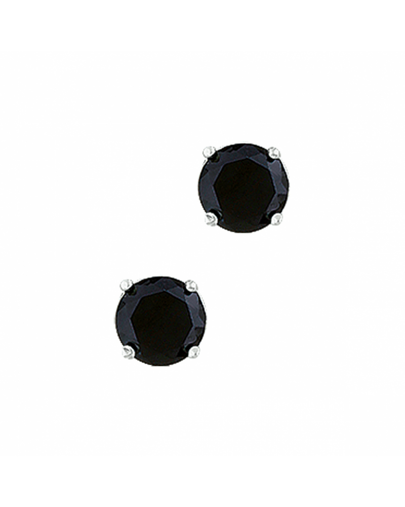 Oorknoppen zirkonia 6mm zwart rond - 10595 Oorknoppen zirkonia 6mm zwart rond - 10595