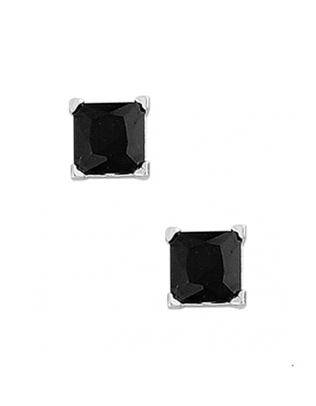 Oorknoppen zirkonia vierkant zwart 5mm - 10591