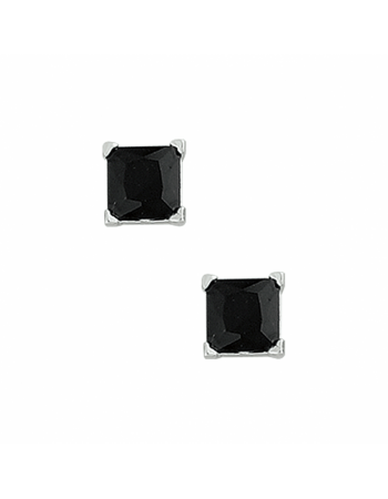 Oorknoppen zirkonia vierkant zwart 5mm - 10591