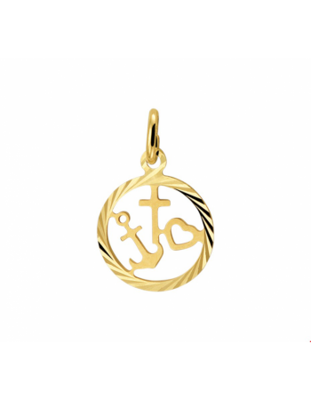 14 krt gouden Hanger geloof, hoop en liefde gediamanteerd - 15616 14 krt gouden Hanger geloof, hoop en liefde gediamanteerd - 15616