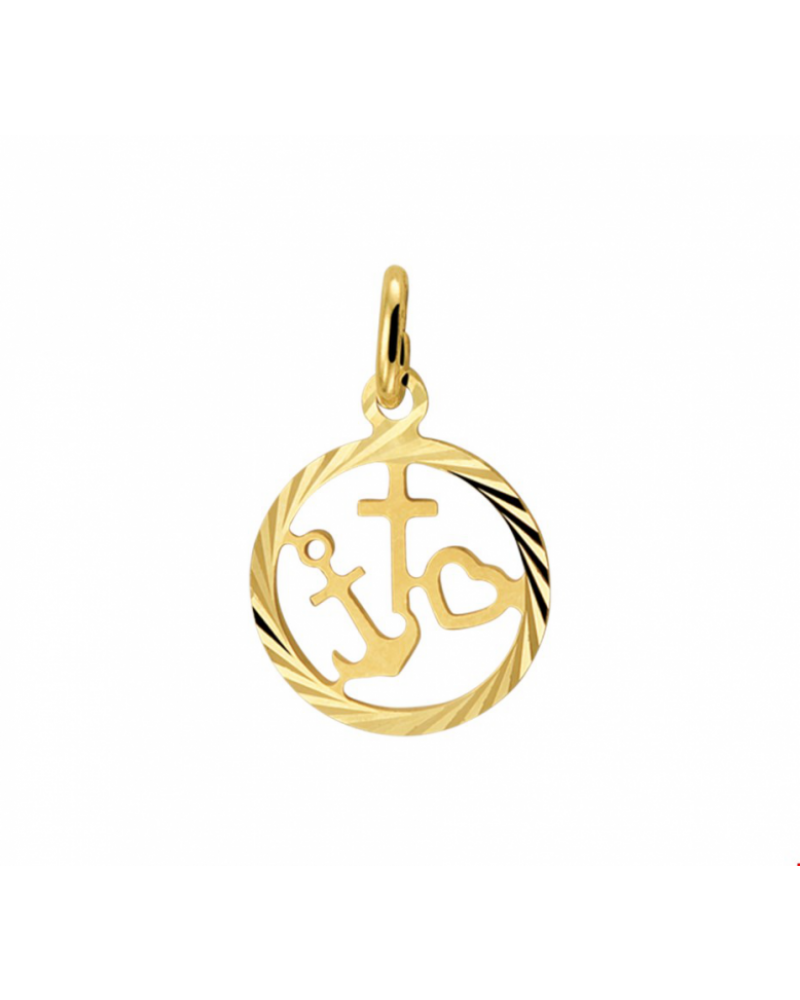 14 krt gouden Hanger geloof, hoop en liefde gediamanteerd - 15616 14 krt gouden Hanger geloof, hoop en liefde gediamanteerd - 15616