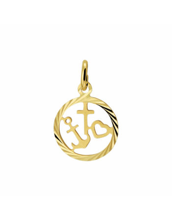 14 krt gouden Hanger geloof, hoop en liefde gediamanteerd - 15616 14 krt gouden Hanger geloof, hoop en liefde gediamanteerd - 15616