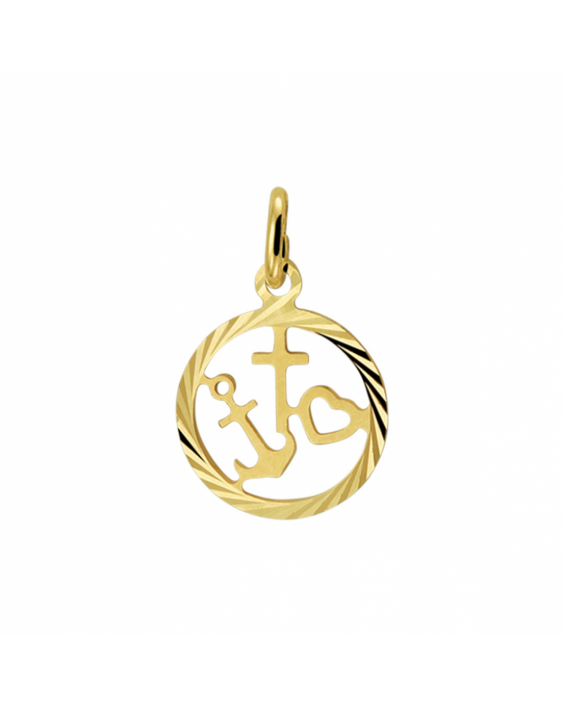 14 krt gouden Hanger geloof, hoop en liefde gediamanteerd - 15616 14 krt gouden Hanger geloof, hoop en liefde gediamanteerd - 15616