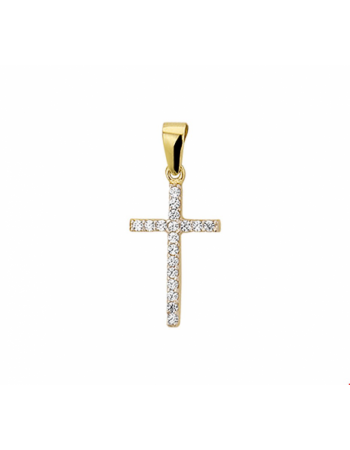 14 krt Hanger kruis zirkonia - 15165