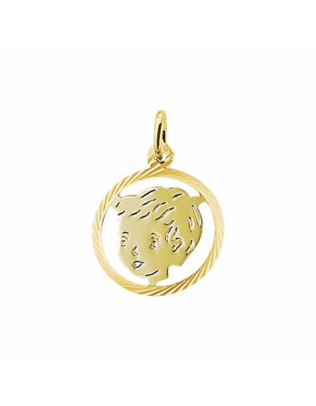 14krt gouden hanger jongen gediamanteerd 16 mm - 16878 14krt gouden hanger jongen gediamanteerd 16 mm - 16878