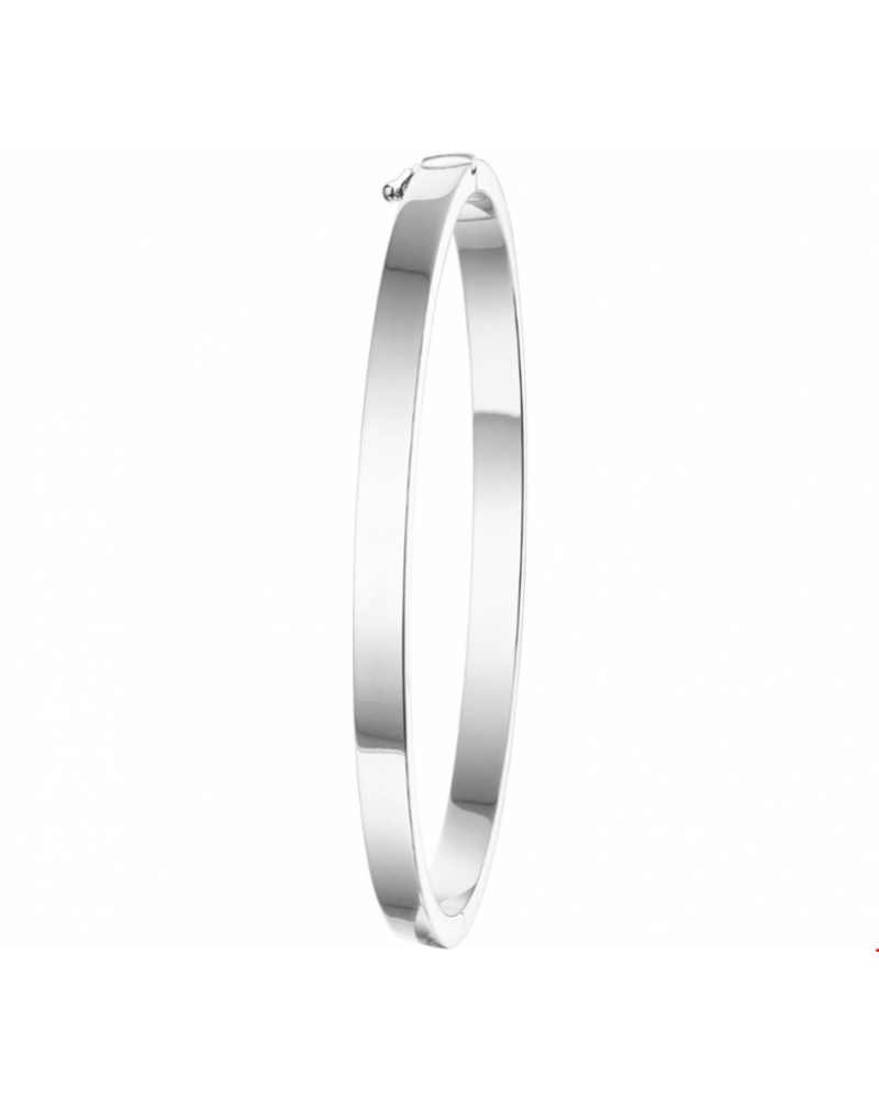 Zilveren bangle scharnier 4 mm vlakke buis - 16593