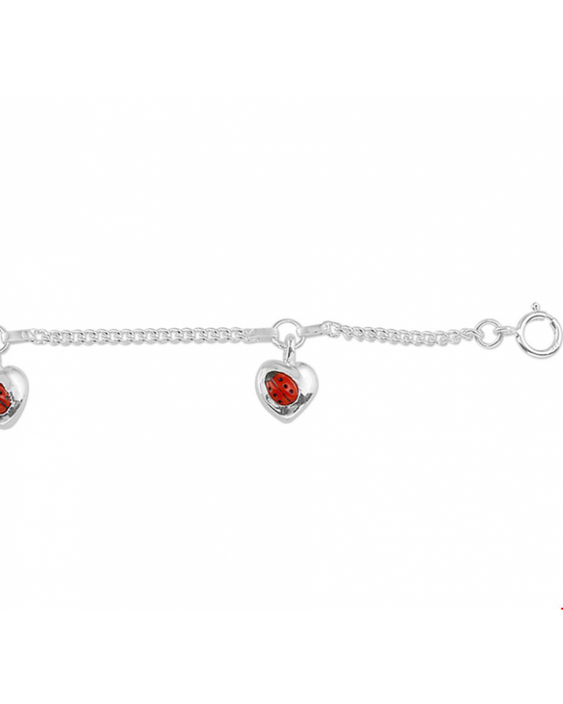 Zilveren armband hart lieveheersbeestje - 15366