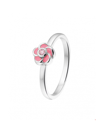 Zilveren ring bloem en roze zirkonia - 17532 Zilveren ring bloem en roze zirkonia - 17532