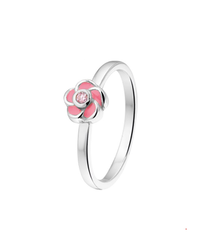 Zilveren ring bloem en roze zirkonia - 17532 Zilveren ring bloem en roze zirkonia - 17532