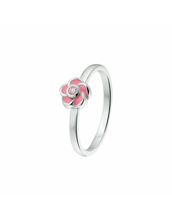 Zilveren ring bloem en roze zirkonia - 17532 Zilveren ring bloem en roze zirkonia - 17532