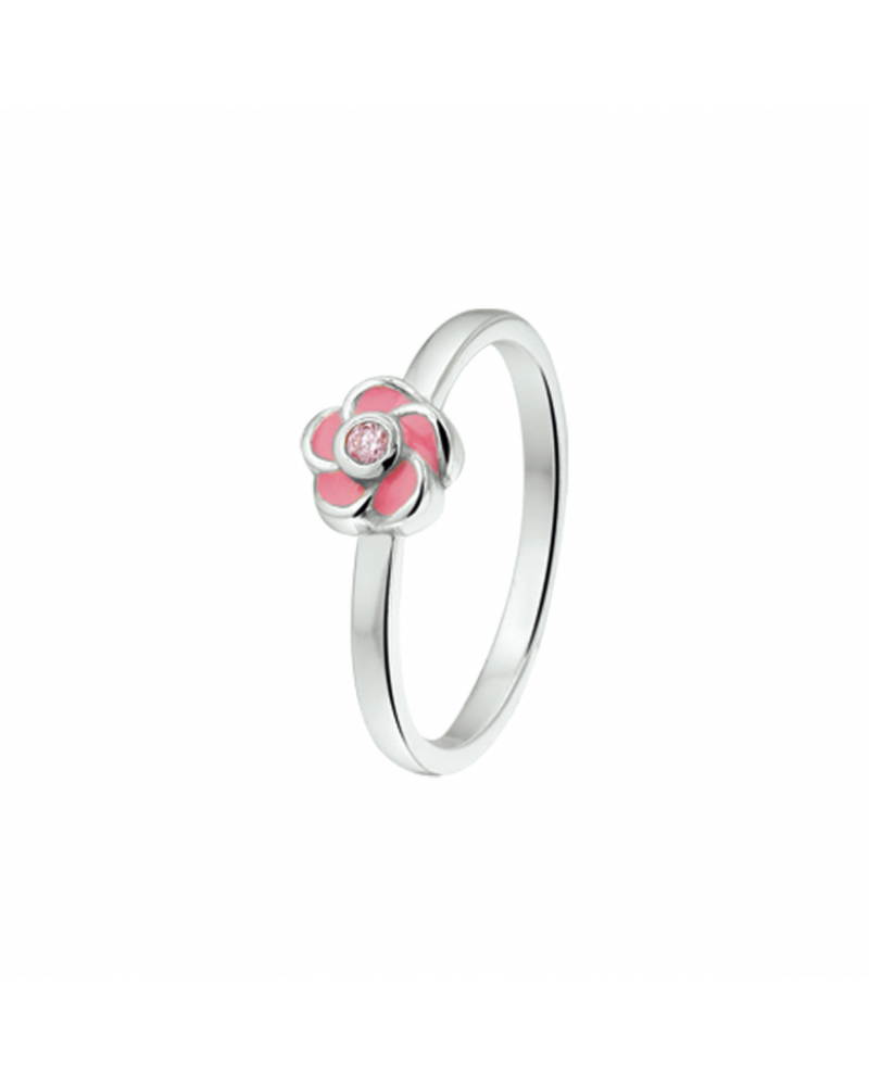 Zilveren ring bloem en roze zirkonia - 17532 Zilveren ring bloem en roze zirkonia - 17532