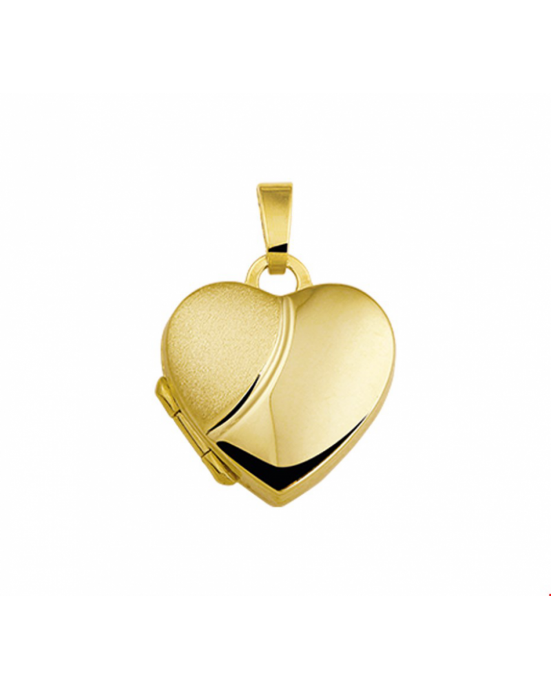 14 krt gouden medaillon hart poli/mat - 15639