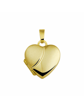 14 krt gouden medaillon hart poli/mat - 15639