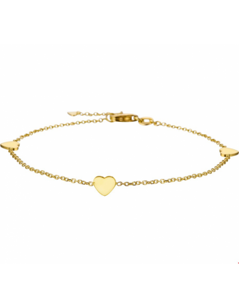 14krt gouden armband hart 17 - 18,5 cm - 17293 14krt gouden armband hart 17 - 18,5 cm - 17293