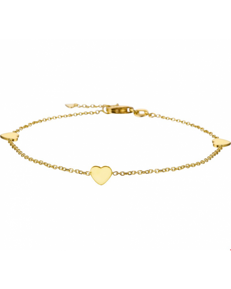 14krt gouden armband hart 17 - 18,5 cm - 17293 14krt gouden armband hart 17 - 18,5 cm - 17293