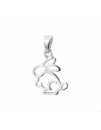 Zilver gerhodineerd Hanger konijn - 14970