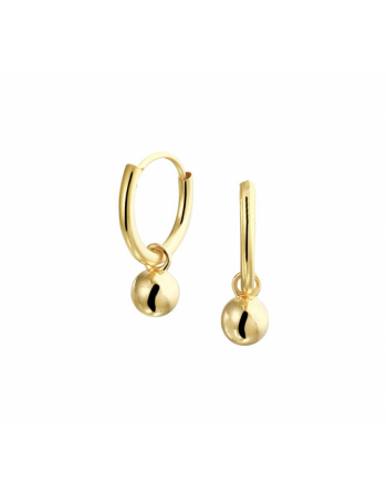 14 krt oorringen met hangers bolletjes - 17125