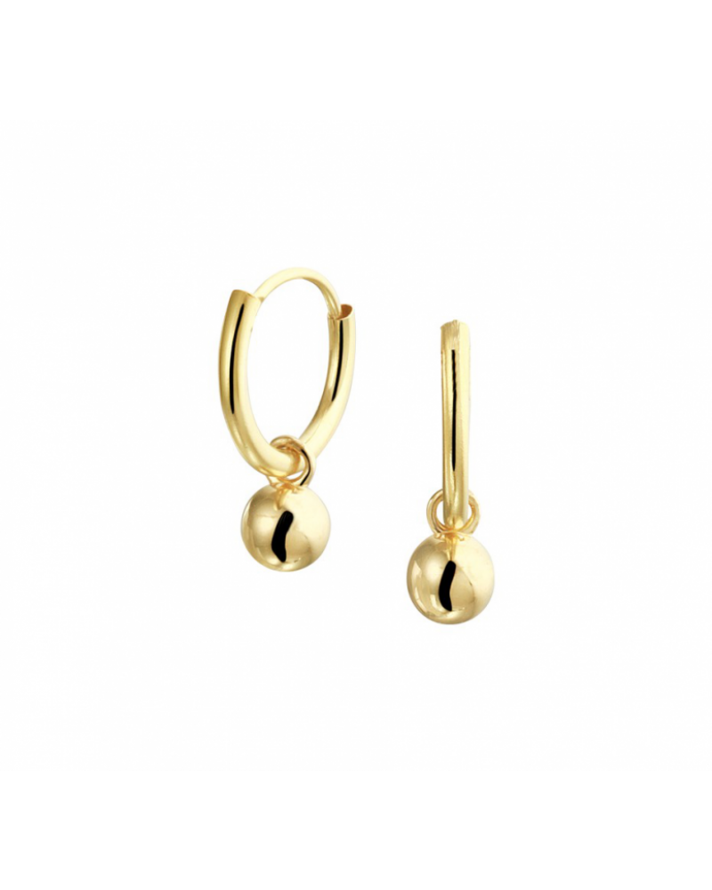 14 krt oorringen met hangers bolletjes - 17125
