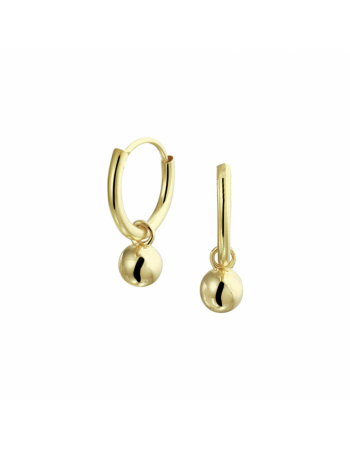 14 krt oorringen met hangers bolletjes - 17125