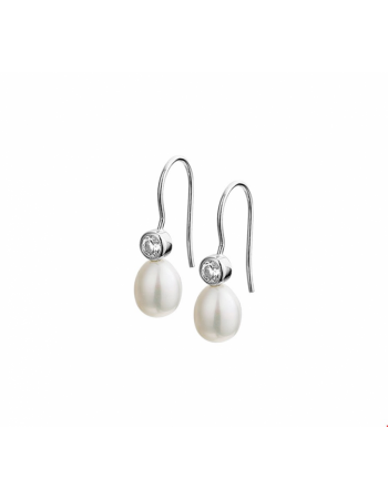 Oorhangers parel en zirkonia Franse haak - 10213