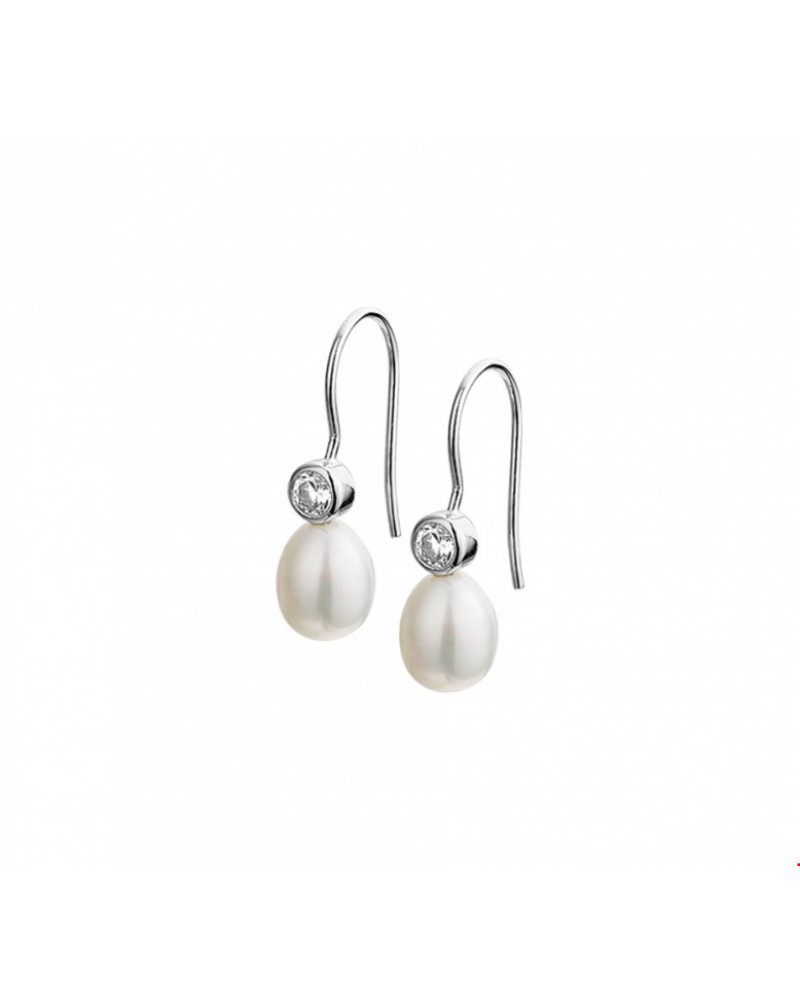 Oorhangers parel en zirkonia Franse haak - 10213