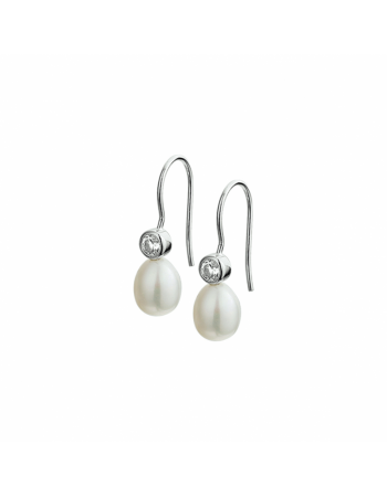 Oorhangers parel en zirkonia Franse haak - 10213