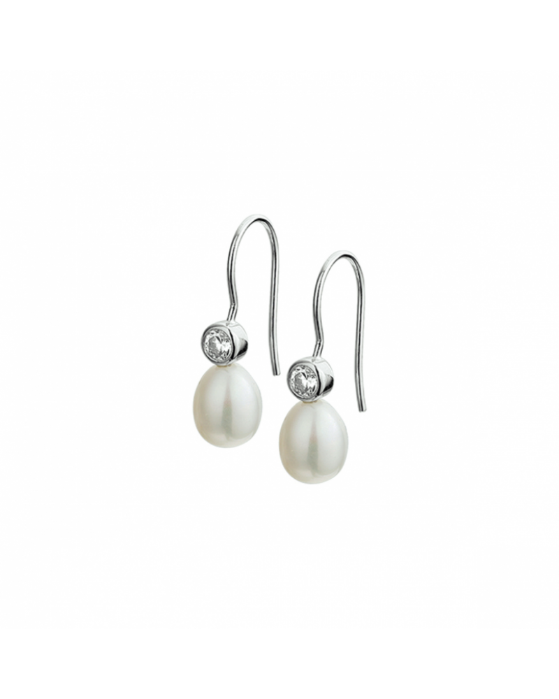 Oorhangers parel en zirkonia Franse haak - 10213 Oorhangers parel en zirkonia Franse haak - 10213