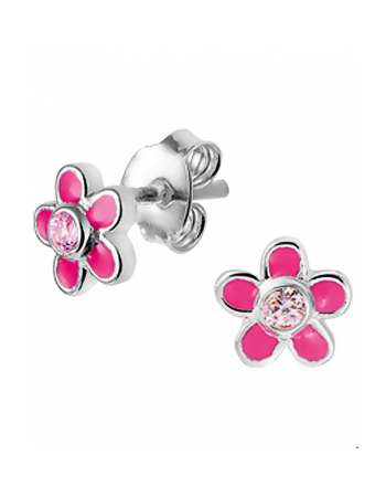 Oorknoppen bloem en zirkonia - 10091