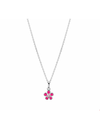 Collier bloem en zirkonia 36 + 4 cm - 10093