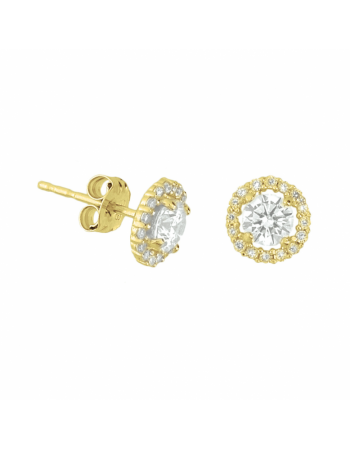 14 krt oorknoppen zirkonia halo - 17110