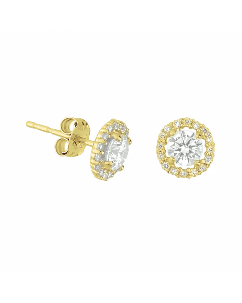 14 krt oorknoppen zirkonia halo - 17110 14 krt oorknoppen zirkonia halo - 17110