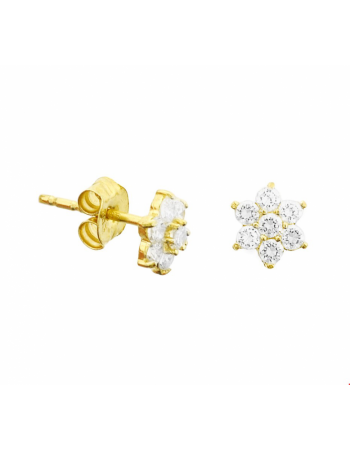14 krt oorknoppen zirkonia halo - 17108
