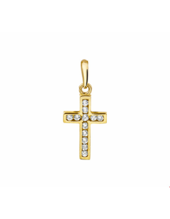 14 krt hanger kruis en zirkonia - 17198 14 krt hanger kruis en zirkonia - 17198
