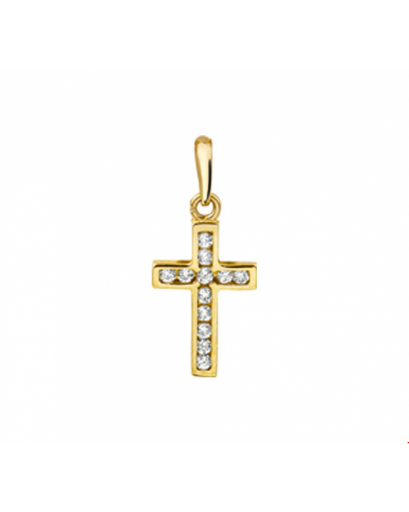14 krt hanger kruis en zirkonia - 17198 14 krt hanger kruis en zirkonia - 17198