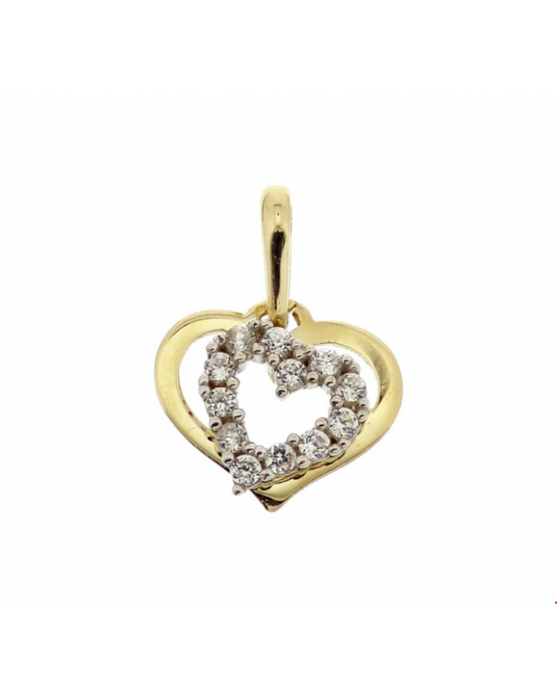 14 krt bicolor hanger hart zirkonia - 17192 14 krt bicolor hanger hart zirkonia - 17192