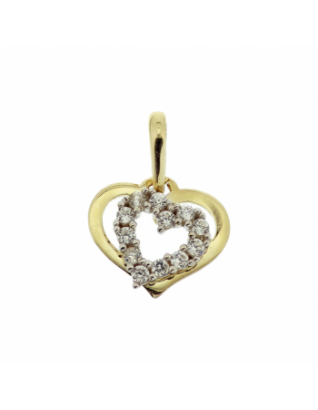 14 krt bicolor hanger hart zirkonia - 17192 14 krt bicolor hanger hart zirkonia - 17192