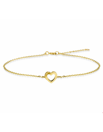 14 krt armband hart 1,1 mm 16,5 - 18,5 cm - 17063