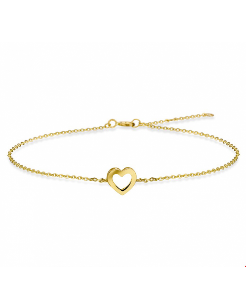 14 krt armband hart 1,1 mm 16,5 - 18,5 cm - 17063