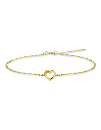 14 krt armband hart 1,1 mm 16,5 - 18,5 cm - 17063