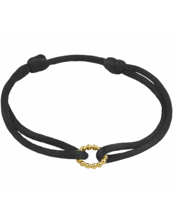 Armband satijn 14krt geelgouden rondje - 14941