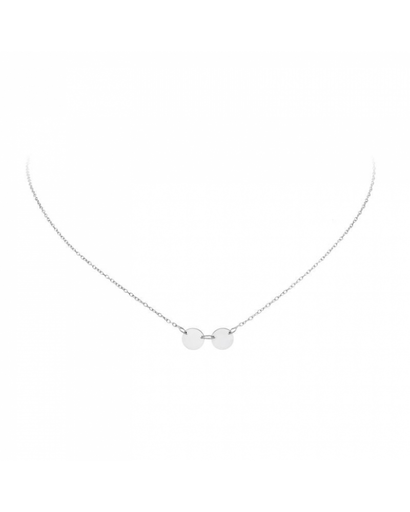 GLOW - Ketting met 2 plaatjes - Zilver - 17778