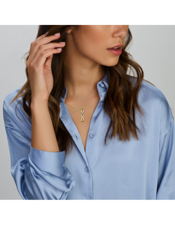 14krt bicolor Hanger schakel diamant 0.05ct H SI - 14986