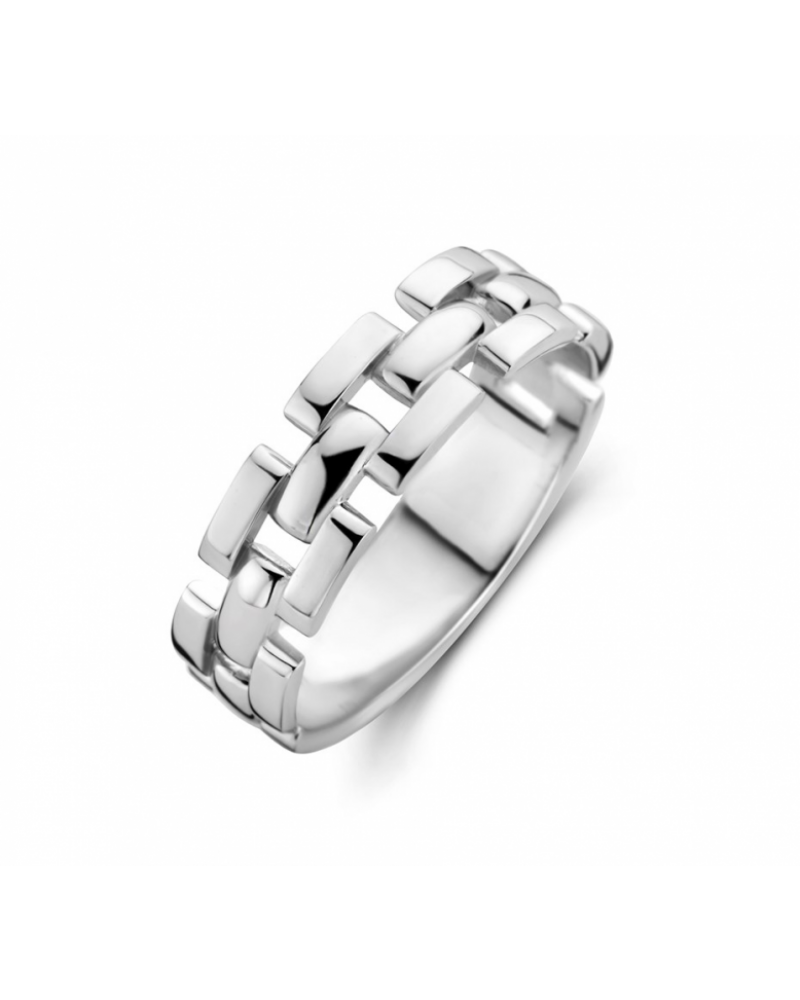 Zilver Gerhodineerd Ring schakelmotief - 14900 Zilver Gerhodineerd Ring schakelmotief - 14900