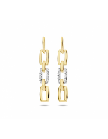 14 krt Bicolor Oorhangers diamant 0.10ct (2x0.05ct) H SI - 14902