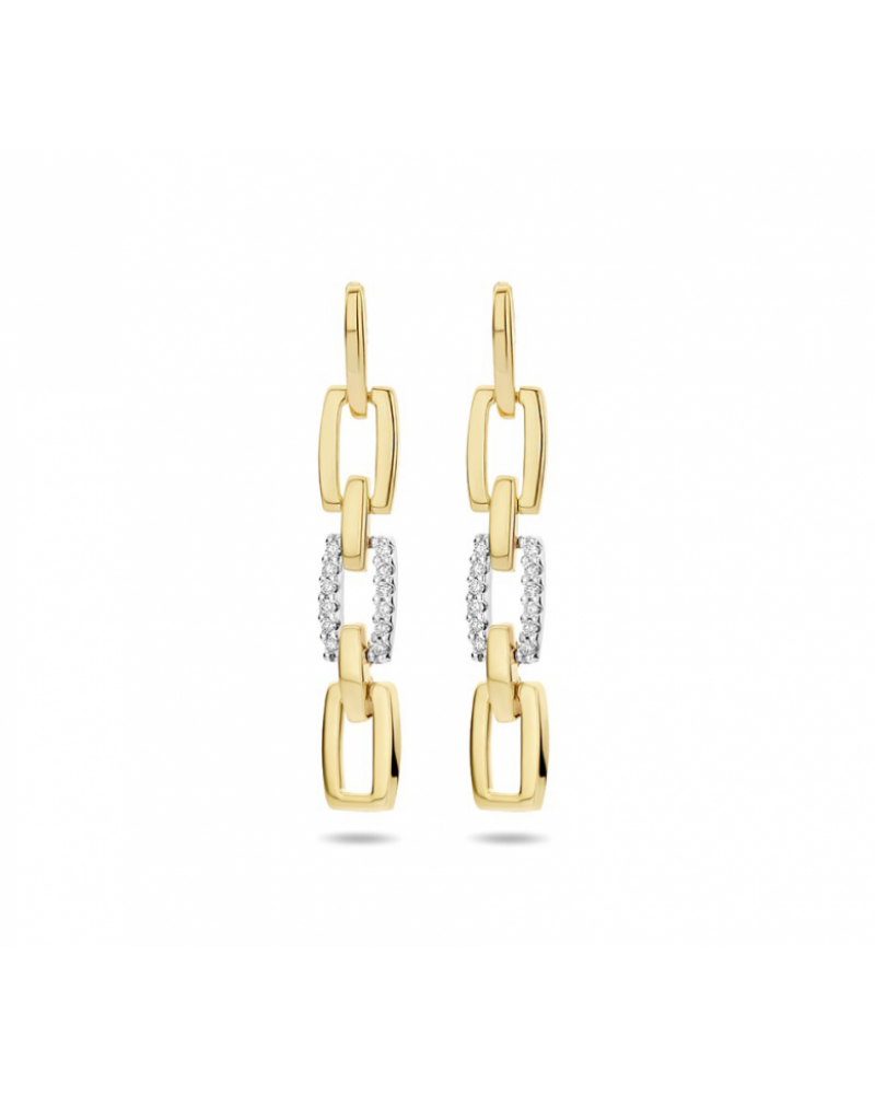 14 krt Bicolor Oorhangers diamant 0.10ct (2x0.05ct) H SI - 14902