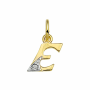 14 krt gdn hanger letter "E" diamant 0.01ct h p1 - 15468