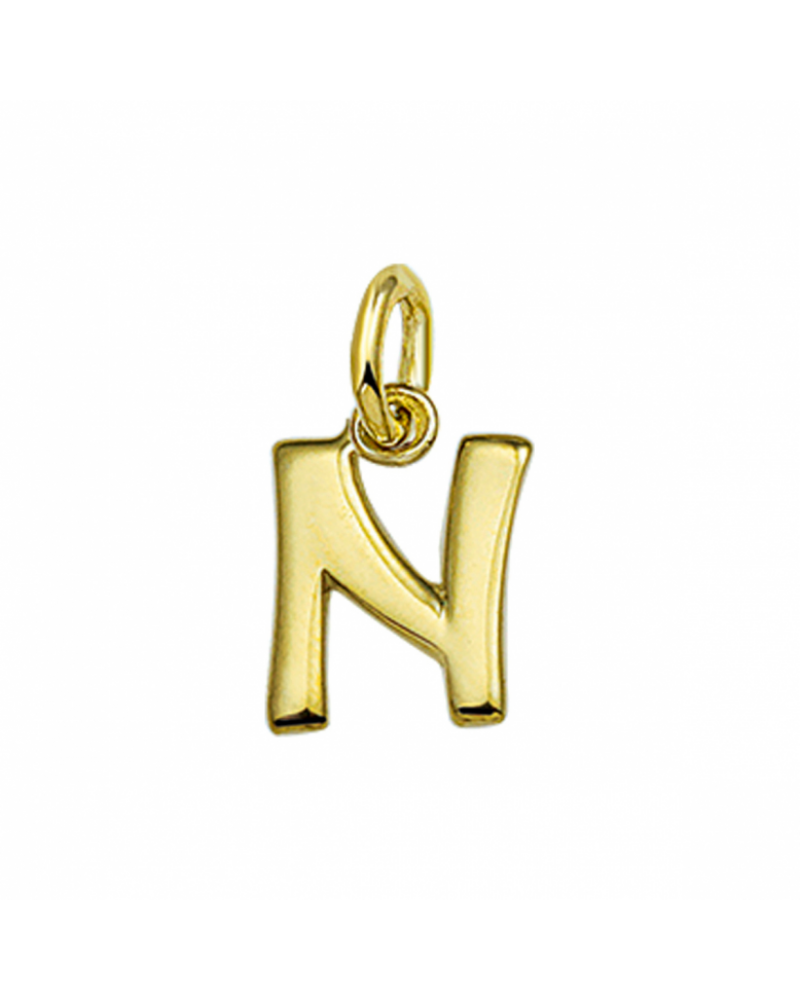 14 krt geelgouden hanger letter N - 16124 14 krt geelgouden hanger letter N - 16124