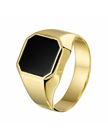 14 krt zegelring onyx - 16487