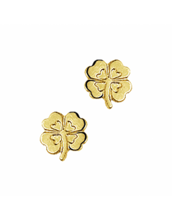 14 krt oorknoppen klaver poli/mat - 17213